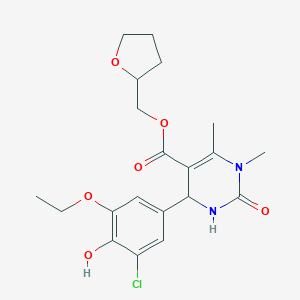 molecular formula C20H25ClN2O6 B379122 Tetrahydro-2-furanylmethyl 4-(3-chloro-5-ethoxy-4-hydroxyphenyl)-1,6-dimethyl-2-oxo-1,2,3,4-tetrahydro-5-pyrimidinecarboxylate 
