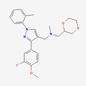 (1,4-dioxan-2-ylmethyl){[3-(3-fluoro-4-methoxyphenyl)-1-(2-methylphenyl)-1H-pyrazol-4-yl]methyl}methylamine