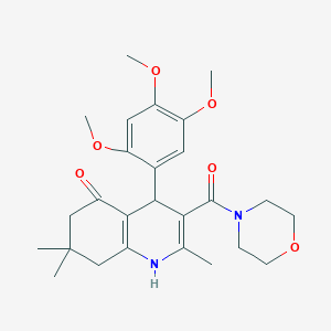 molecular formula C26H34N2O6 B379127 2,7,7-trimethyl-3-(4-morpholinylcarbonyl)-4-(2,4,5-trimethoxyphenyl)-4,6,7,8-tetrahydro-5(1H)-quinolinone 