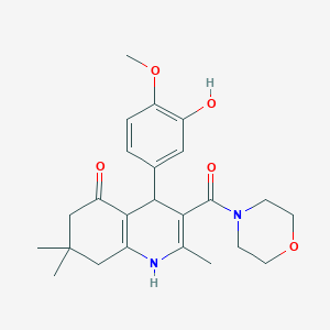 molecular formula C24H30N2O5 B379128 4-(3-hydroxy-4-methoxyphenyl)-2,7,7-trimethyl-3-(4-morpholinylcarbonyl)-4,6,7,8-tetrahydro-5(1H)-quinolinone 