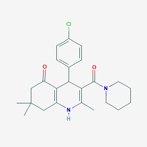 molecular formula C24H29ClN2O2 B379132 4-(4-chlorophenyl)-2,7,7-trimethyl-3-(1-piperidinylcarbonyl)-4,6,7,8-tetrahydro-5(1H)-quinolinone 