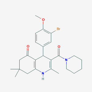 molecular formula C25H31BrN2O3 B379136 4-(3-bromo-4-methoxyphenyl)-2,7,7-trimethyl-3-(piperidin-1-ylcarbonyl)-4,6,7,8-tetrahydroquinolin-5(1H)-one 