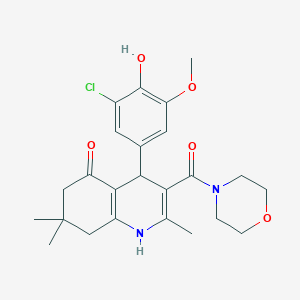 molecular formula C24H29ClN2O5 B379138 4-(3-chloro-4-hydroxy-5-methoxyphenyl)-2,7,7-trimethyl-3-(morpholin-4-ylcarbonyl)-4,6,7,8-tetrahydroquinolin-5(1H)-one 