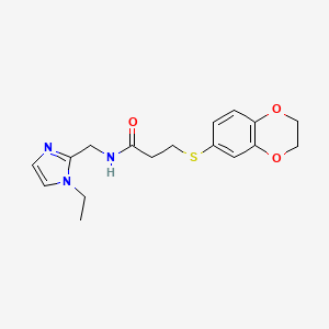 3-(2,3-dihydro-1,4-benzodioxin-6-ylthio)-N-[(1-ethyl-1H-imidazol-2-yl)methyl]propanamide