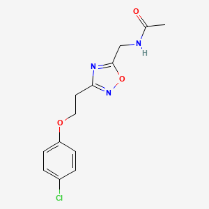 molecular formula C13H14ClN3O3 B3791397 N-({3-[2-(4-chlorophenoxy)ethyl]-1,2,4-oxadiazol-5-yl}methyl)acetamide 