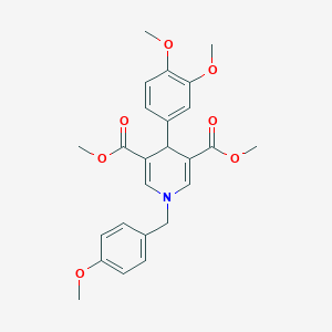 molecular formula C25H27NO7 B379140 Dimethyl 4-(3,4-dimethoxyphenyl)-1-(4-methoxybenzyl)-1,4-dihydropyridine-3,5-dicarboxylate 