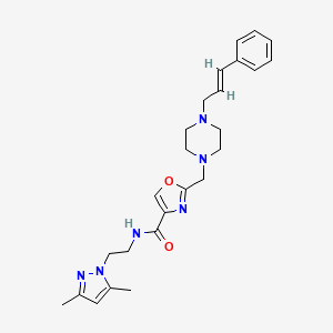 N-[2-(3,5-dimethyl-1H-pyrazol-1-yl)ethyl]-2-({4-[(2E)-3-phenyl-2-propen-1-yl]-1-piperazinyl}methyl)-1,3-oxazole-4-carboxamide