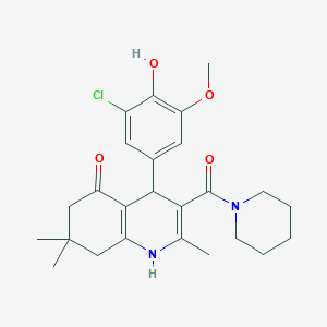 molecular formula C25H31ClN2O4 B379144 4-(3-chloro-4-hydroxy-5-methoxyphenyl)-2,7,7-trimethyl-3-(piperidin-1-ylcarbonyl)-4,6,7,8-tetrahydroquinolin-5(1H)-one 