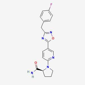 molecular formula C19H18FN5O2 B3791440 1-{5-[3-(4-fluorobenzyl)-1,2,4-oxadiazol-5-yl]-2-pyridinyl}-L-prolinamide 