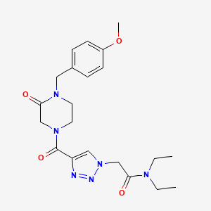 molecular formula C21H28N6O4 B3791476 N,N-diethyl-2-(4-{[4-(4-methoxybenzyl)-3-oxo-1-piperazinyl]carbonyl}-1H-1,2,3-triazol-1-yl)acetamide 