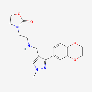 molecular formula C18H22N4O4 B3791492 3-[2-[[3-(2,3-Dihydro-1,4-benzodioxin-6-yl)-1-methylpyrazol-4-yl]methylamino]ethyl]-1,3-oxazolidin-2-one 