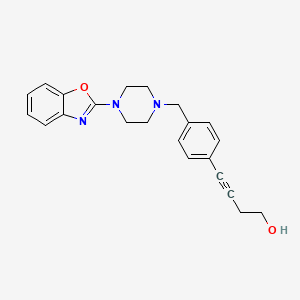 molecular formula C22H23N3O2 B3791532 4-(4-{[4-(1,3-benzoxazol-2-yl)piperazin-1-yl]methyl}phenyl)but-3-yn-1-ol 