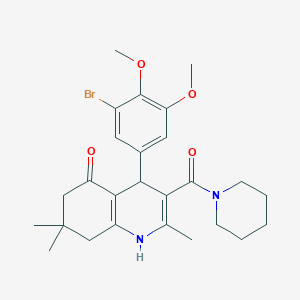 molecular formula C26H33BrN2O4 B379158 4-(3-bromo-4,5-dimethoxyphenyl)-2,7,7-trimethyl-3-(piperidin-1-ylcarbonyl)-4,6,7,8-tetrahydroquinolin-5(1H)-one 