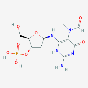molecular formula C11H18N5O8P B037916 2'-Deoxy-N(5)-methyl-N(5)-formyl-2,5,6-triamino-4-oxopyrimidine 3'-monophosphate CAS No. 123497-15-4