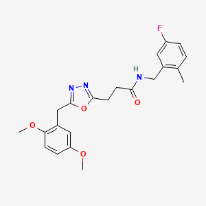 molecular formula C22H24FN3O4 B3791629 3-[5-(2,5-dimethoxybenzyl)-1,3,4-oxadiazol-2-yl]-N-(5-fluoro-2-methylbenzyl)propanamide 