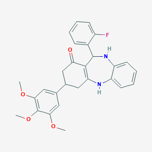 11-(2-fluorophenyl)-3-(3,4,5-trimethoxyphenyl)-2,3,4,5,10,11-hexahydro-1H-dibenzo[b,e][1,4]diazepin-1-one