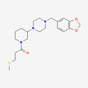 molecular formula C21H31N3O3S B3791702 1-(1,3-benzodioxol-5-ylmethyl)-4-{1-[3-(methylthio)propanoyl]-3-piperidinyl}piperazine 