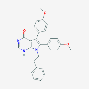 molecular formula C28H25N3O3 B379173 5,6-bis(4-methoxyphenyl)-7-(2-phenylethyl)-1H-pyrrolo[2,3-d]pyrimidin-4-one 