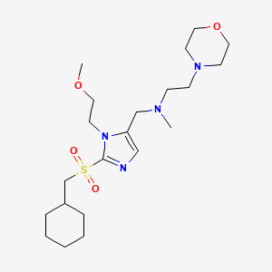 molecular formula C21H38N4O4S B3791737 N-{[2-[(cyclohexylmethyl)sulfonyl]-1-(2-methoxyethyl)-1H-imidazol-5-yl]methyl}-N-methyl-2-(4-morpholinyl)ethanamine 