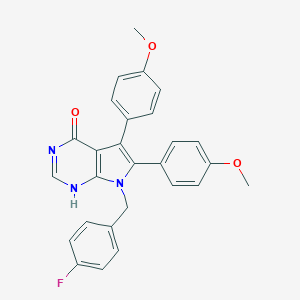 molecular formula C27H22FN3O3 B379174 7-[(4-fluorophenyl)methyl]-5,6-bis(4-methoxyphenyl)-1H-pyrrolo[2,3-d]pyrimidin-4-one 