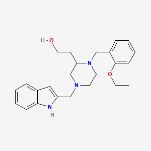 molecular formula C24H31N3O2 B3791752 2-[1-(2-ethoxybenzyl)-4-(1H-indol-2-ylmethyl)-2-piperazinyl]ethanol 