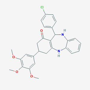 11-(4-chlorophenyl)-3-(3,4,5-trimethoxyphenyl)-2,3,4,5,10,11-hexahydro-1H-dibenzo[b,e][1,4]diazepin-1-one