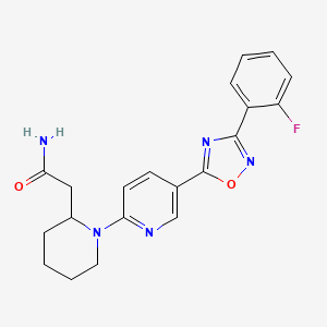 molecular formula C20H20FN5O2 B3791774 2-(1-{5-[3-(2-fluorophenyl)-1,2,4-oxadiazol-5-yl]-2-pyridinyl}-2-piperidinyl)acetamide 