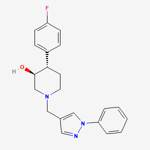 molecular formula C21H22FN3O B3791801 (3S*,4S*)-4-(4-fluorophenyl)-1-[(1-phenyl-1H-pyrazol-4-yl)methyl]piperidin-3-ol 