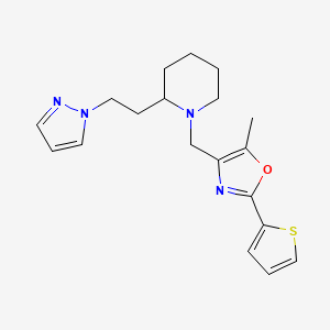 molecular formula C19H24N4OS B3791809 1-{[5-methyl-2-(2-thienyl)-1,3-oxazol-4-yl]methyl}-2-[2-(1H-pyrazol-1-yl)ethyl]piperidine 