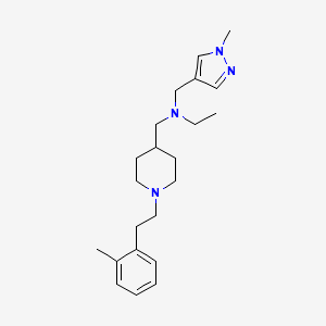 molecular formula C22H34N4 B3791812 N-[[1-[2-(2-methylphenyl)ethyl]piperidin-4-yl]methyl]-N-[(1-methylpyrazol-4-yl)methyl]ethanamine 