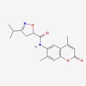 molecular formula C18H20N2O4 B3791819 N-(4,7-dimethyl-2-oxo-2H-chromen-6-yl)-3-isopropyl-4,5-dihydroisoxazole-5-carboxamide 