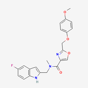 N-[(5-fluoro-1H-indol-2-yl)methyl]-2-[(4-methoxyphenoxy)methyl]-N-methyl-1,3-oxazole-4-carboxamide