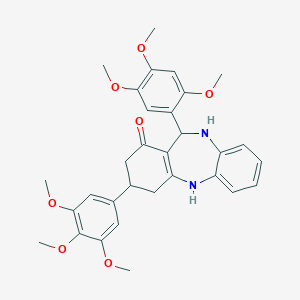 molecular formula C31H34N2O7 B379183 11-(2,4,5-trimethoxyphenyl)-3-(3,4,5-trimethoxyphenyl)-2,3,4,5,10,11-hexahydro-1H-dibenzo[b,e][1,4]diazepin-1-one 