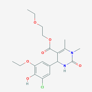 molecular formula C19H25ClN2O6 B379187 2-Ethoxyethyl 4-(3-chloro-5-ethoxy-4-hydroxyphenyl)-1,6-dimethyl-2-oxo-1,2,3,4-tetrahydro-5-pyrimidinecarboxylate 