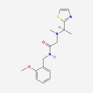 molecular formula C16H21N3O2S B3791870 N-(2-methoxybenzyl)-2-{methyl[1-(1,3-thiazol-2-yl)ethyl]amino}acetamide 