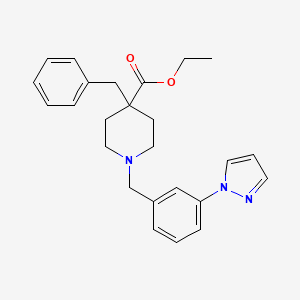 molecular formula C25H29N3O2 B3791876 ethyl 4-benzyl-1-[3-(1H-pyrazol-1-yl)benzyl]-4-piperidinecarboxylate 