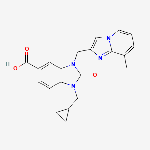 molecular formula C21H20N4O3 B3791887 1-(cyclopropylmethyl)-3-[(8-methylimidazo[1,2-a]pyridin-2-yl)methyl]-2-oxo-2,3-dihydro-1H-benzimidazole-5-carboxylic acid 