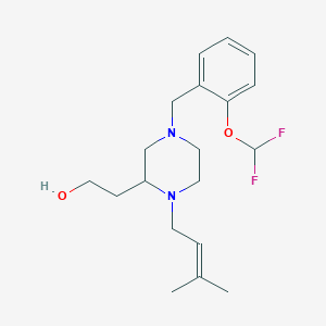 molecular formula C19H28F2N2O2 B3791963 2-[4-[2-(difluoromethoxy)benzyl]-1-(3-methyl-2-buten-1-yl)-2-piperazinyl]ethanol 