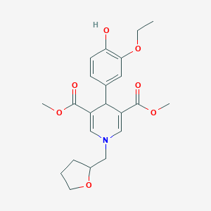 molecular formula C22H27NO7 B379197 Dimethyl 4-(3-ethoxy-4-hydroxyphenyl)-1-(tetrahydro-2-furanylmethyl)-1,4-dihydro-3,5-pyridinedicarboxylate 