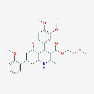 2-Methoxyethyl 4-(3,4-dimethoxyphenyl)-7-(2-methoxyphenyl)-2-methyl-5-oxo-1,4,5,6,7,8-hexahydroquinoline-3-carboxylate