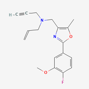 N-[[2-(4-fluoro-3-methoxyphenyl)-5-methyl-1,3-oxazol-4-yl]methyl]-N-prop-2-ynylprop-2-en-1-amine