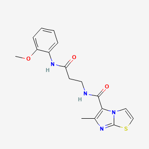 molecular formula C17H18N4O3S B3792047 N-{3-[(2-methoxyphenyl)amino]-3-oxopropyl}-6-methylimidazo[2,1-b][1,3]thiazole-5-carboxamide 