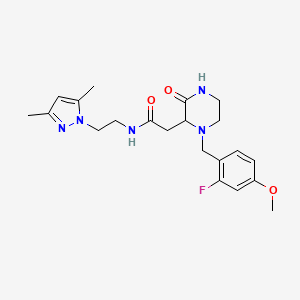 N-[2-(3,5-dimethylpyrazol-1-yl)ethyl]-2-[1-[(2-fluoro-4-methoxyphenyl)methyl]-3-oxopiperazin-2-yl]acetamide