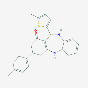 molecular formula C25H24N2OS B379206 3-(4-methylphenyl)-11-(5-methyl-2-thienyl)-2,3,4,5,10,11-hexahydro-1H-dibenzo[b,e][1,4]diazepin-1-one 