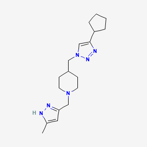 molecular formula C18H28N6 B3792076 4-[(4-cyclopentyltriazol-1-yl)methyl]-1-[(5-methyl-1H-pyrazol-3-yl)methyl]piperidine 