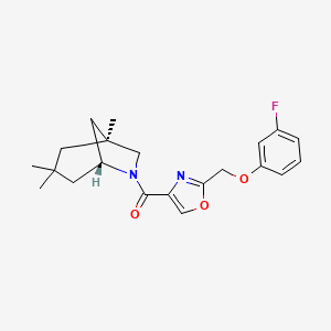 molecular formula C21H25FN2O3 B3792096 (1S*,5R*)-6-({2-[(3-fluorophenoxy)methyl]-1,3-oxazol-4-yl}carbonyl)-1,3,3-trimethyl-6-azabicyclo[3.2.1]octane 