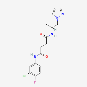 molecular formula C16H18ClFN4O2 B3792100 N-(3-chloro-4-fluorophenyl)-N'-[1-methyl-2-(1H-pyrazol-1-yl)ethyl]succinamide 