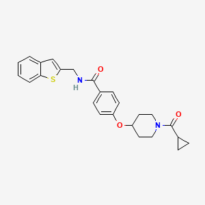 molecular formula C25H26N2O3S B3792128 N-(1-benzothiophen-2-ylmethyl)-4-[1-(cyclopropanecarbonyl)piperidin-4-yl]oxybenzamide 