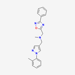 molecular formula C21H21N5O B3792131 N-methyl-1-[1-(2-methylphenyl)-1H-pyrazol-4-yl]-N-[(3-phenyl-1,2,4-oxadiazol-5-yl)methyl]methanamine 