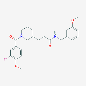 molecular formula C24H29FN2O4 B3792168 3-[1-(3-fluoro-4-methoxybenzoyl)-3-piperidinyl]-N-(3-methoxybenzyl)propanamide 